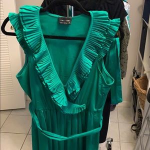 Emerald green ruffle dress
